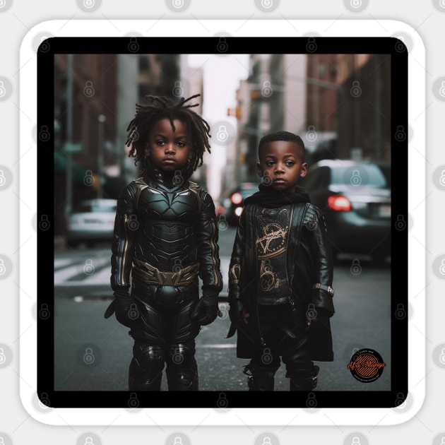 Superhero Kids in The City Sticker by Afro-Manga